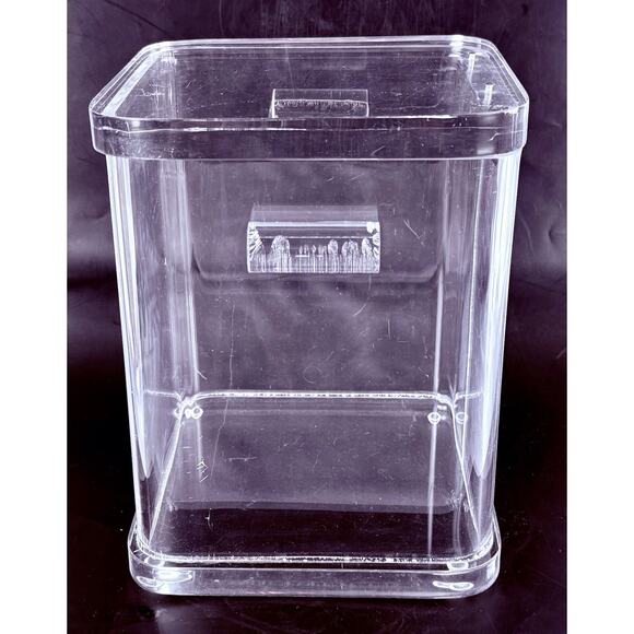 Vintage Wilardy Clear Lucite Ice Bucket Box Hinged Lid MCM Hollywood Regency 10” - Picture 4 of 13